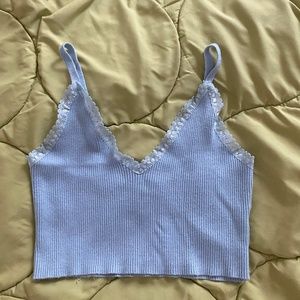 Baby blue cashmere crop top